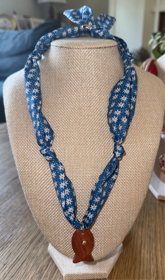 Sesuit Scarf Necklace - Minnow (Cobalt / Red)