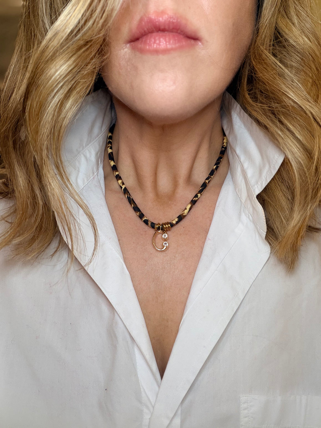 Leopard Print 'Shelley' w/ Letter Charm