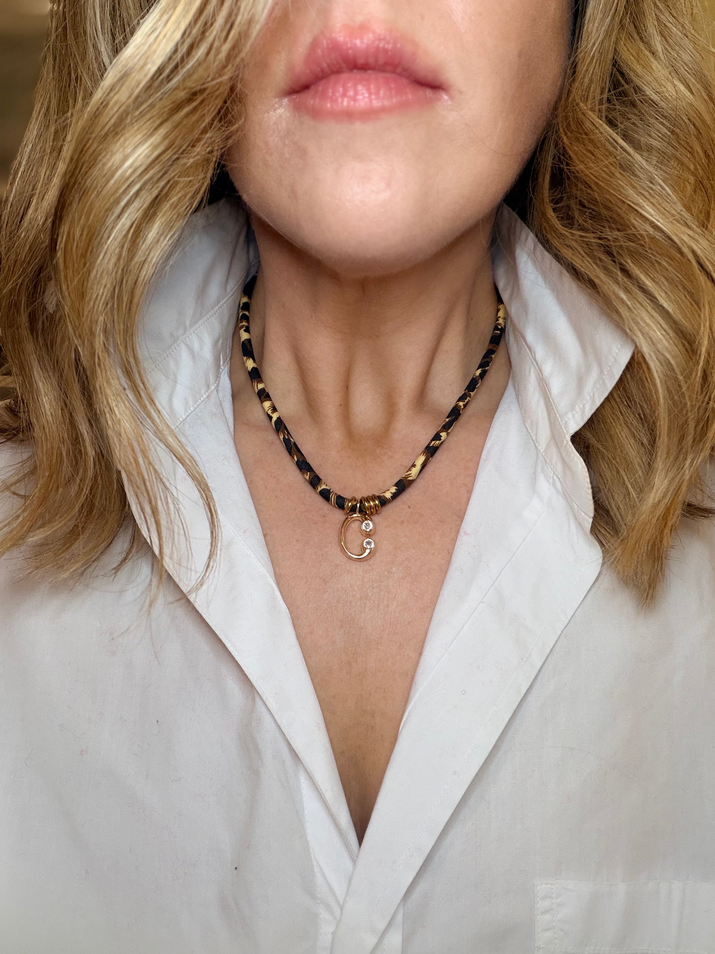 Leopard Print 'Shelley' w/ Letter Charm