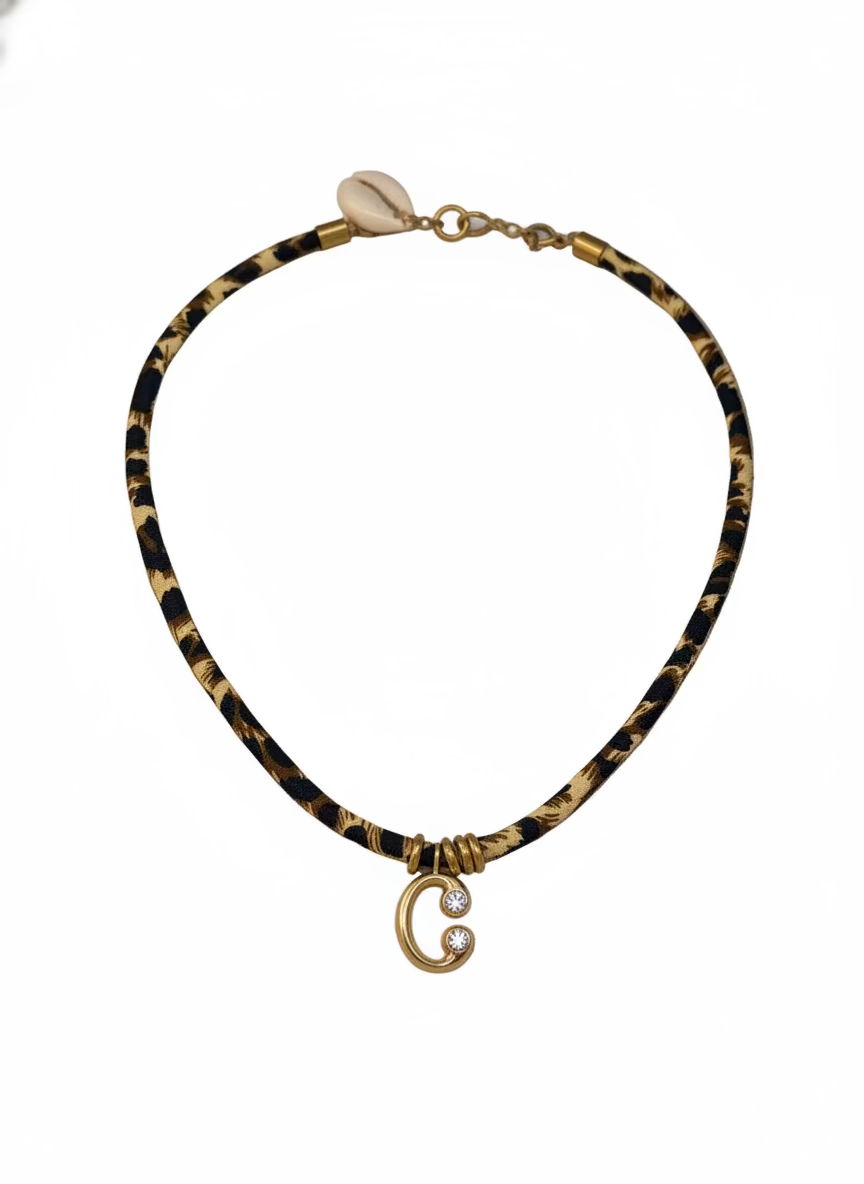 Leopard Print 'Shelley' w/ Letter Charm