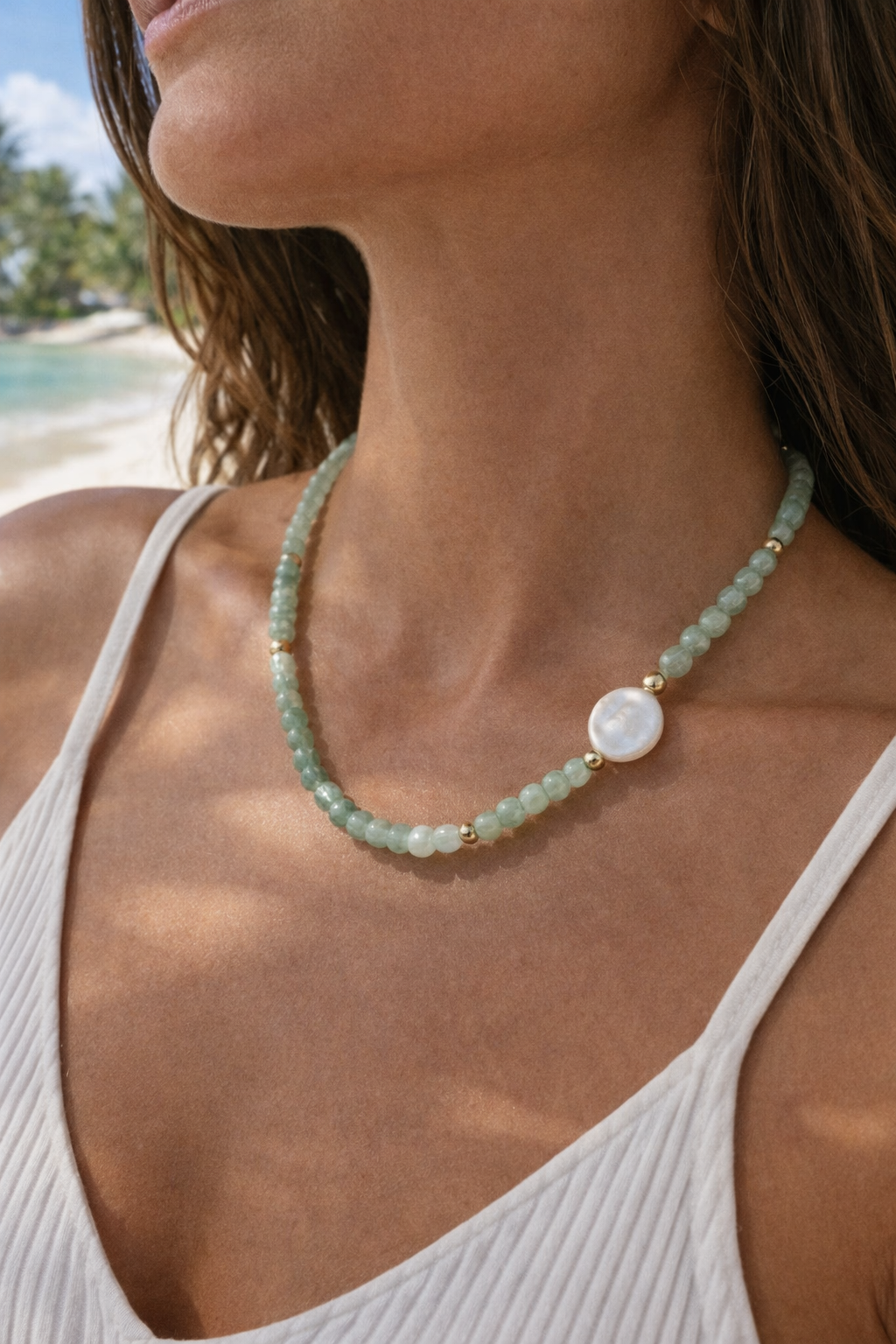 The Laila Necklace - Seafoam Green