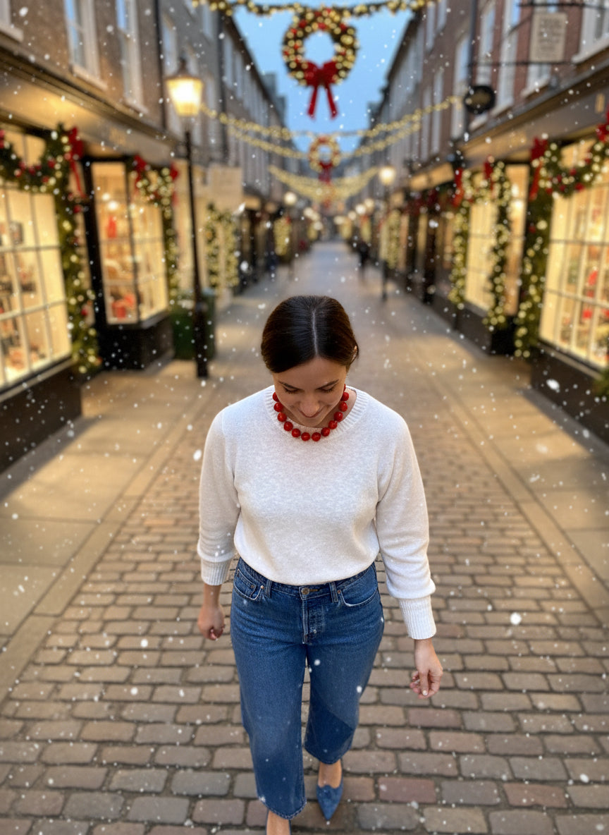 Sip Necklace - festive Red