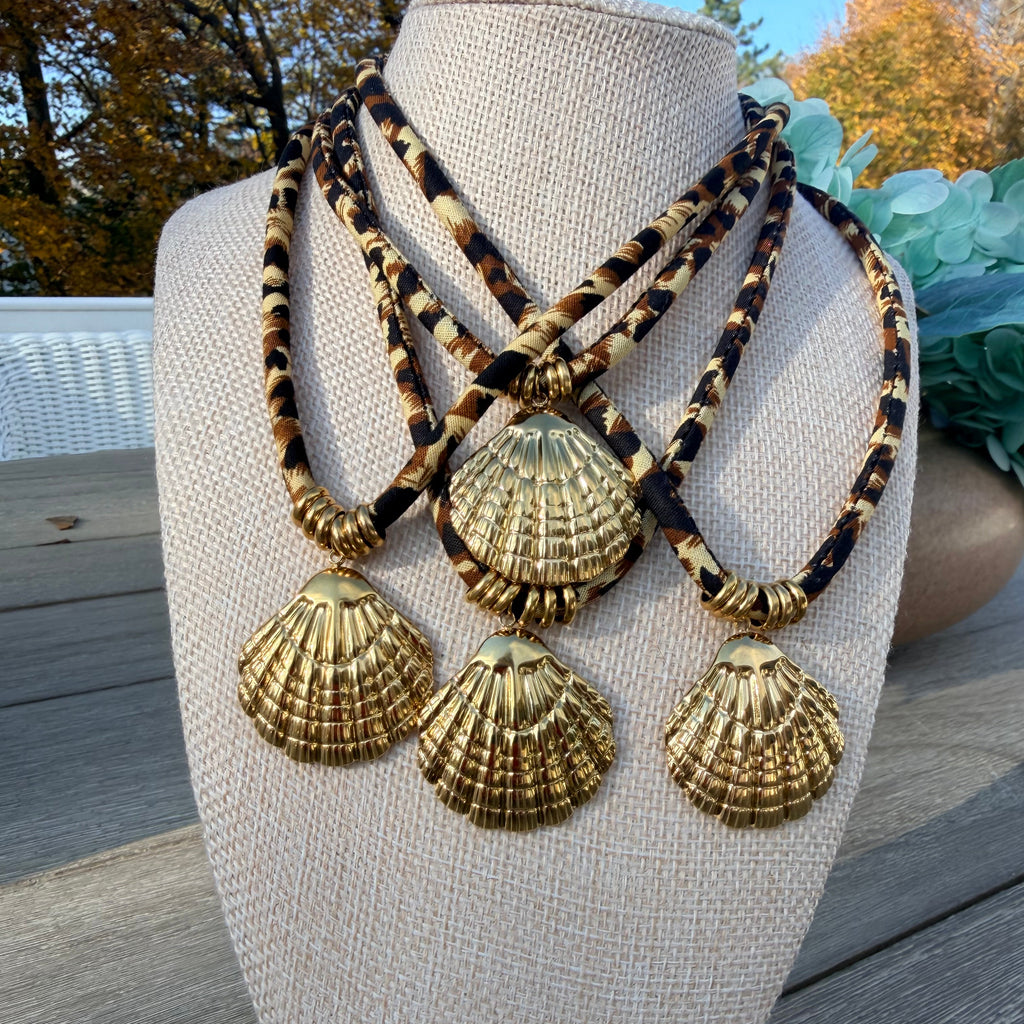 Leopard Print 'Shelley' w/ Seashell Charm