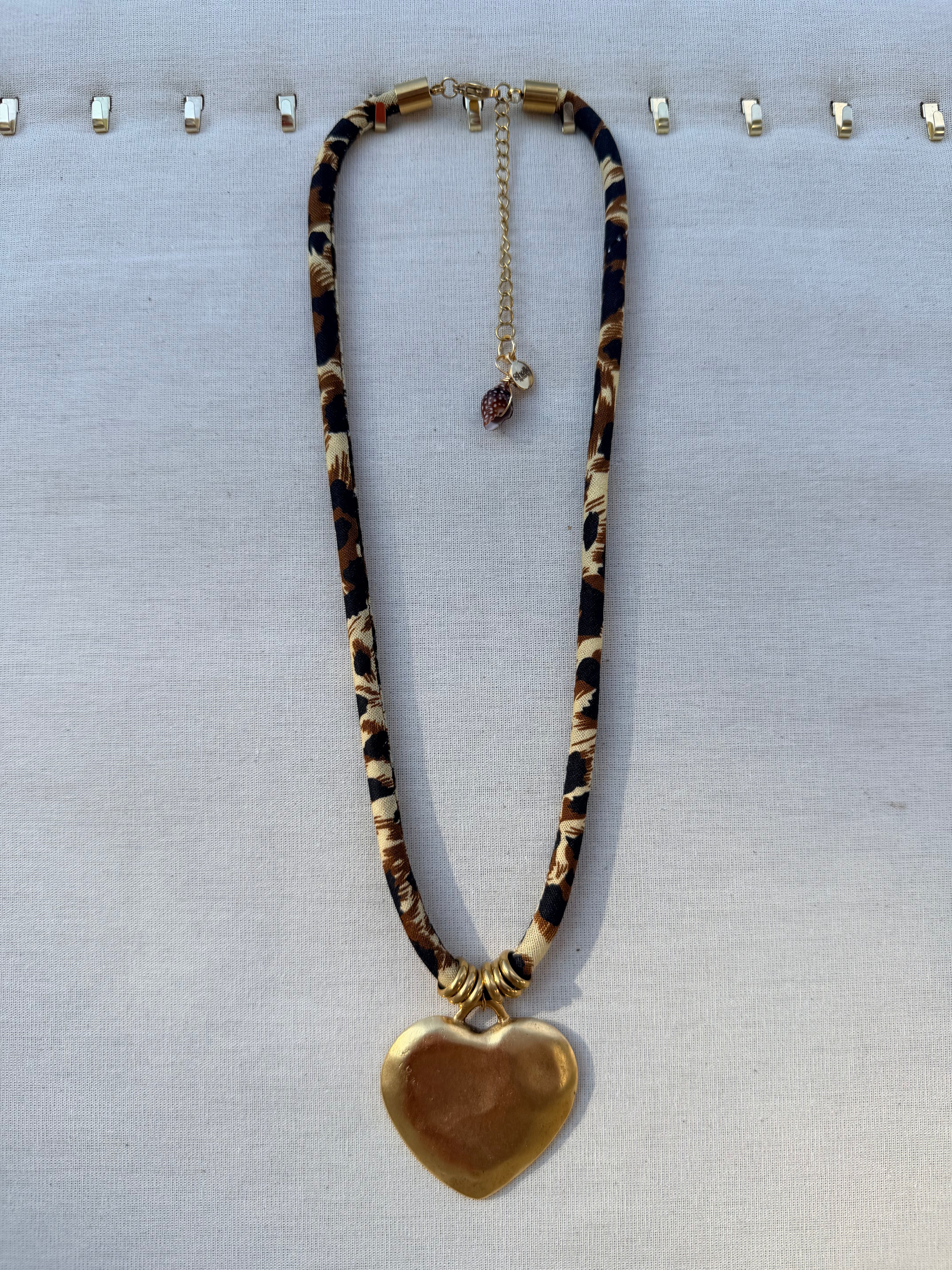 Leopard Print 'Shelley' w/ Hammered Heart Charm