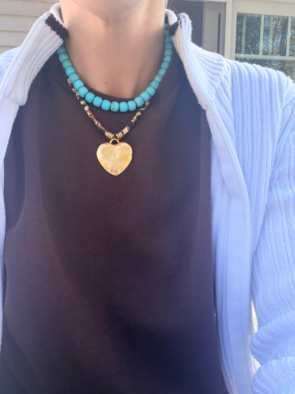 Leopard Print 'Shelley' w/ Hammered Heart Charm