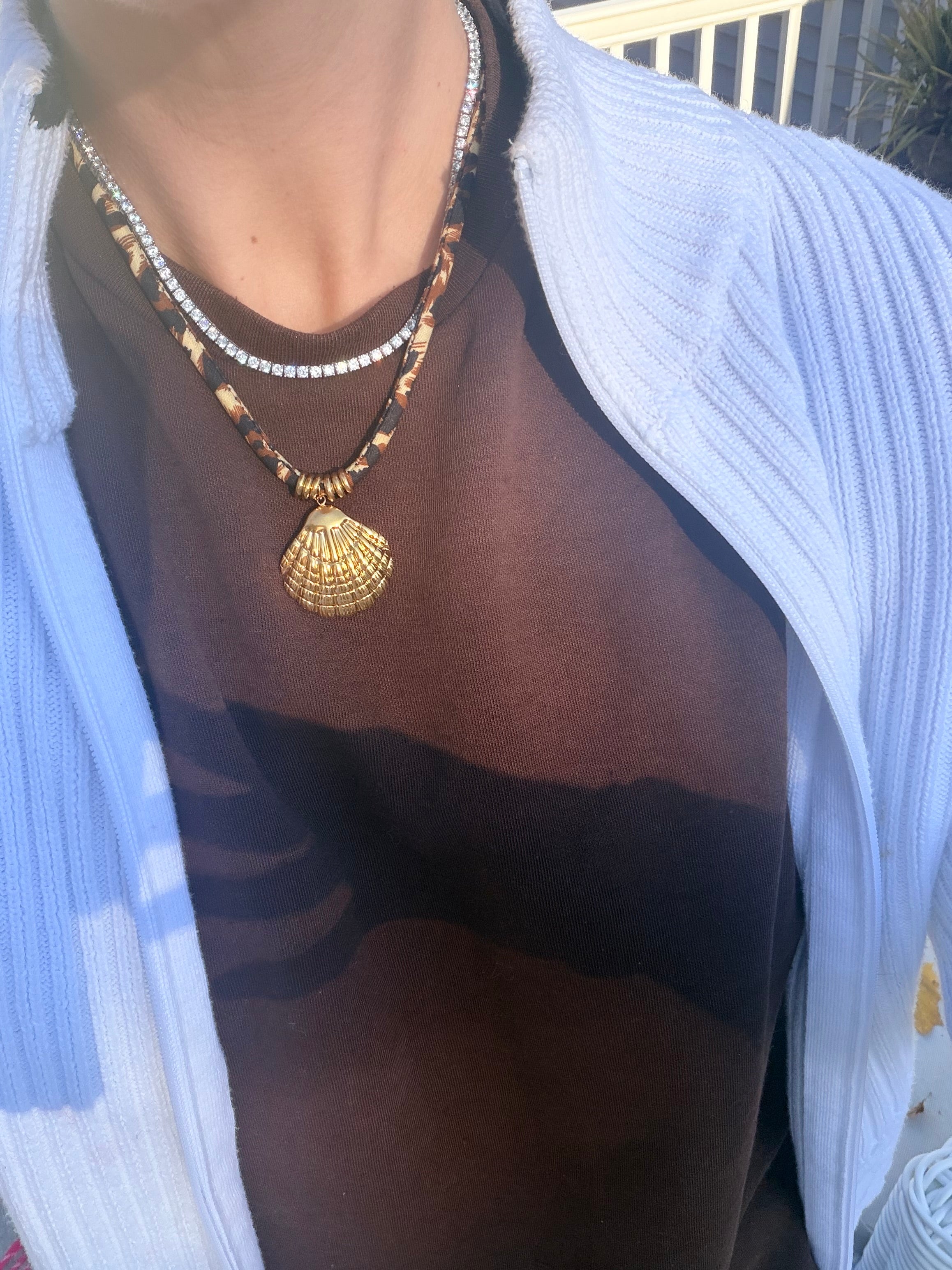 Leopard Print 'Shelley' w/ Seashell Charm