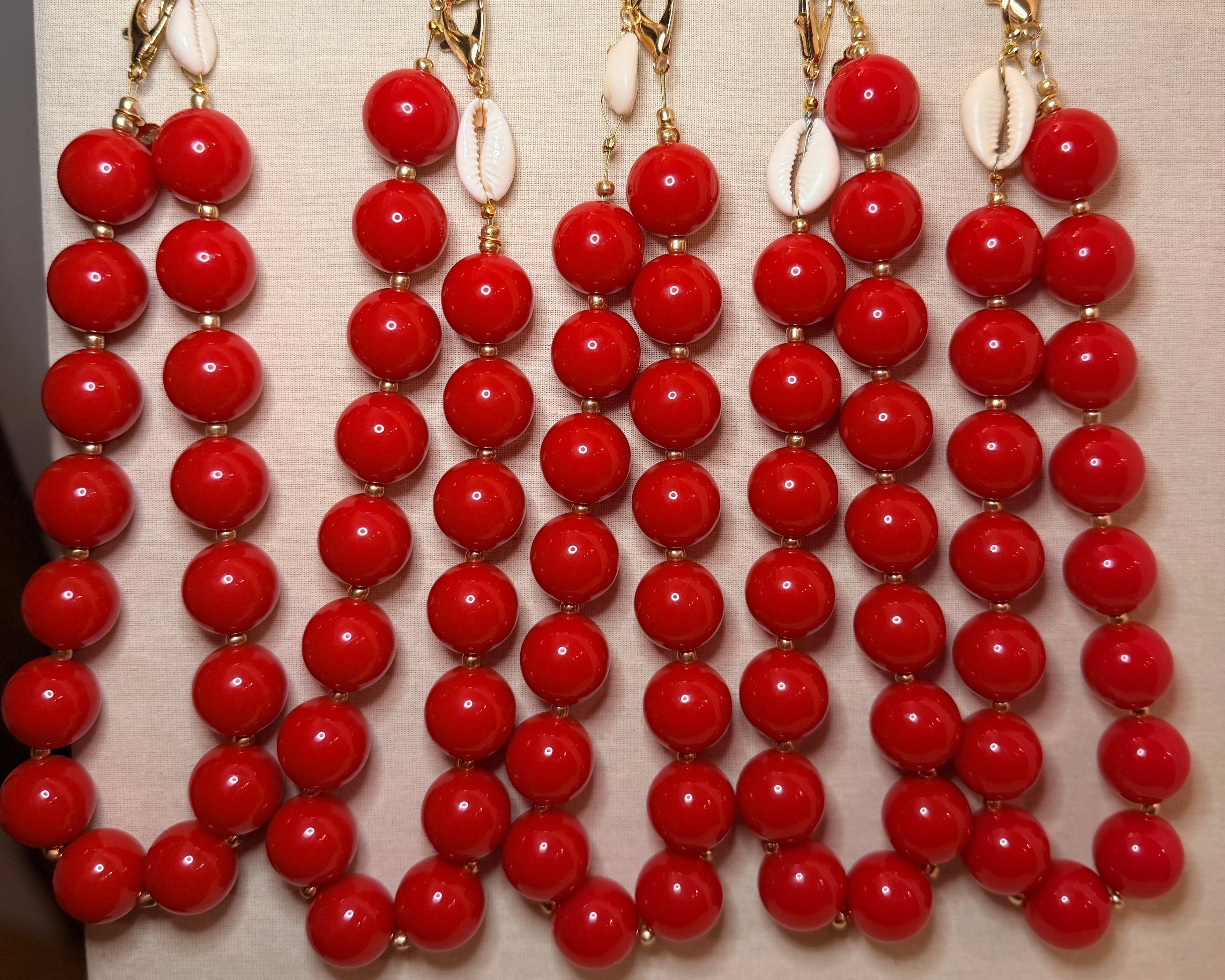 Sip Necklace - festive Red
