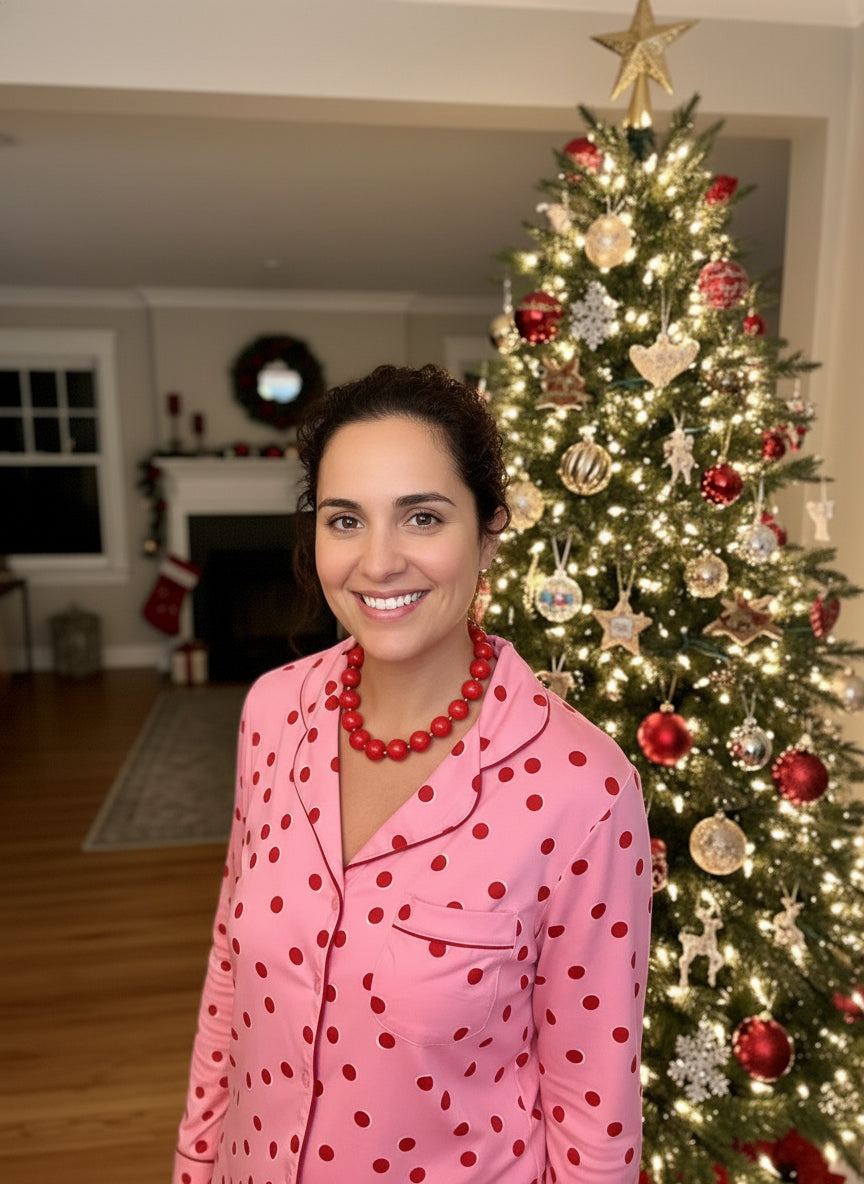 Sip Necklace - festive Red