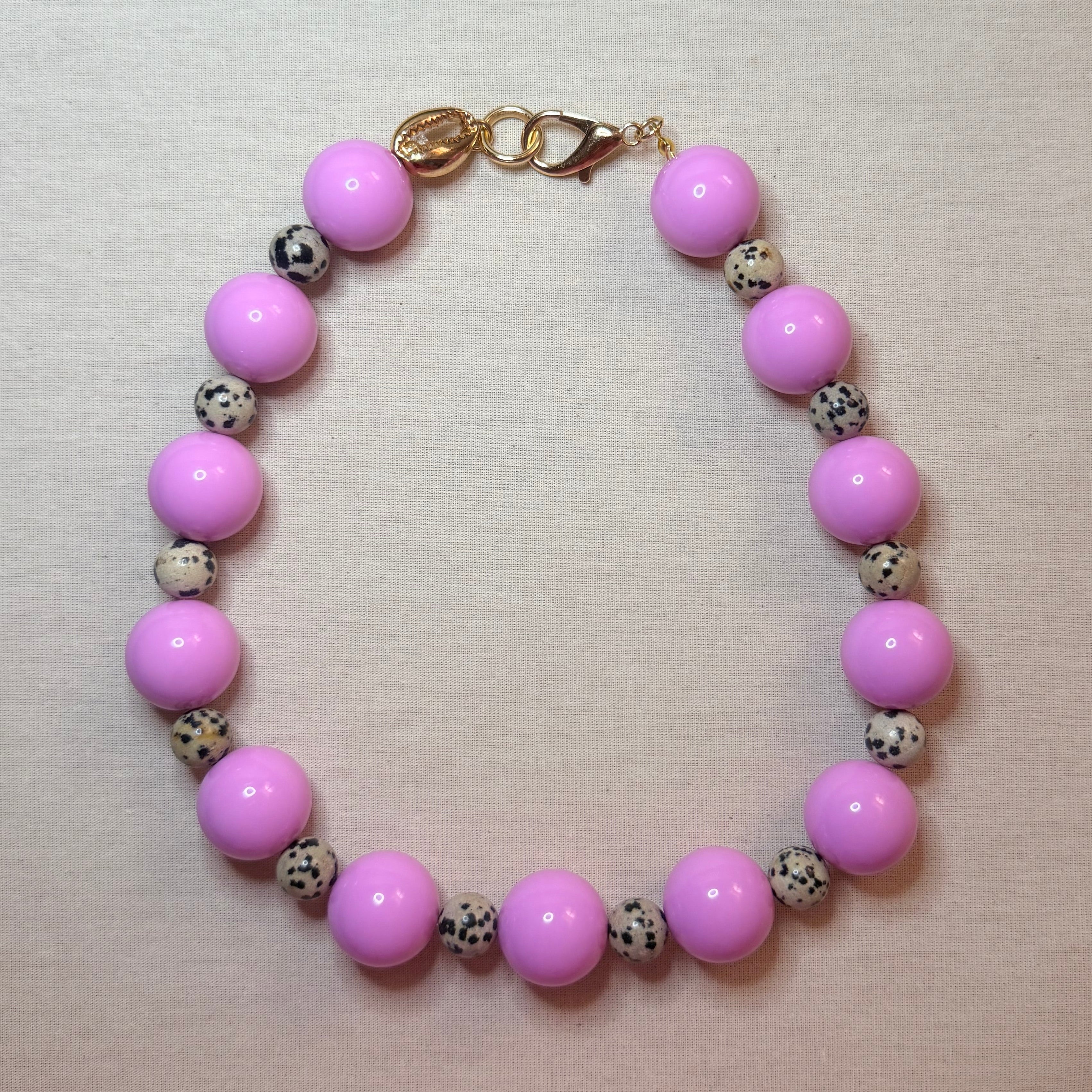 Sip Necklace - Powder Pink / Dalmatian