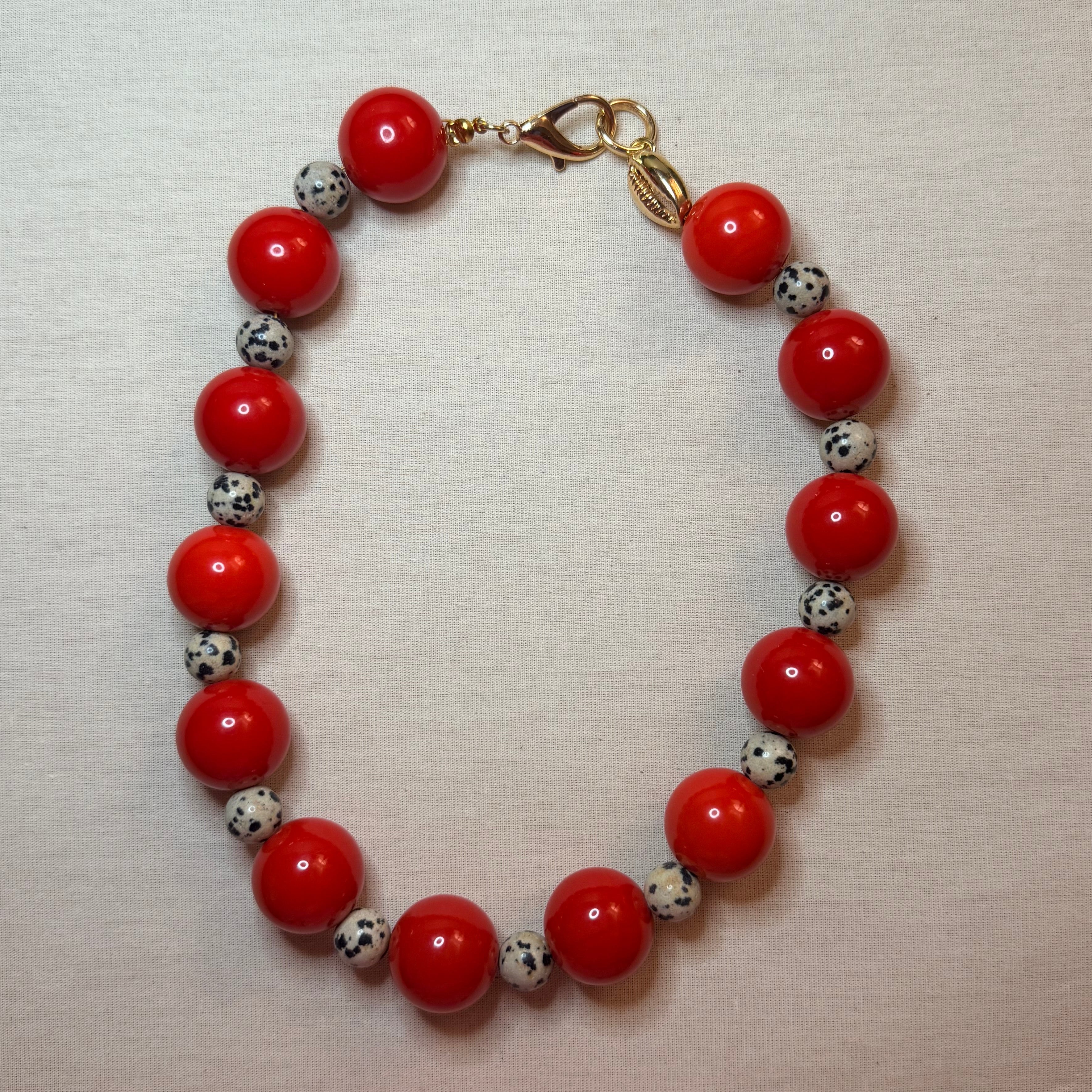 Sip Necklace - Poppy Red / Dalmatian